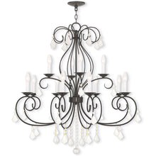 Load image into Gallery viewer, Twelve Light Metal Dimmable Chandelier With Shades - Bronze / Clear