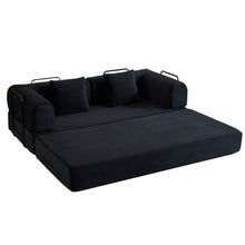 Load image into Gallery viewer, Convertible Sleeper Sofa Bed With Cylindrical Pillow, With Fixed Shape Frame