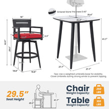 Load image into Gallery viewer, 5 Pieces Outdoor Patio Bar Set, Rounded Square Sintered Stone Table & 4 Swivel Bar Chairs