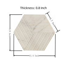 Load image into Gallery viewer, Hexagon Natural Stone Marble Tile, 3D Fluted (Set of 12)