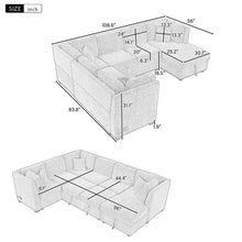 Load image into Gallery viewer, U-Shaped Sectional Sofa Pull Out Sofa Bed With Two USB Ports, Two Power Sockets, Three Back Pillows And A Storage Chaise For Living Room