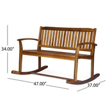 Load image into Gallery viewer, Outdoor Rocking Loveseat With Acacia Wood Frame - Natural