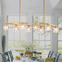 Load image into Gallery viewer, Crystal Chandelier For Dining Room, 8 Light Kitchen Chandelier Light Fixture Modern Metal Industrial Chandeliers For Farmhouse Entryway Living Room (8*G9 Bulbs Included) - Matte Gold