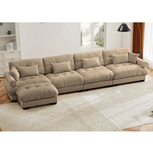 Load image into Gallery viewer, Modern Sectional Sofa With Ottoman, Round Bolster Armrests, Waist And Throw Pillows