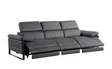 Load image into Gallery viewer, Top Grain Leather Reclining Metal USB Sofa (720332) - Dark Gray