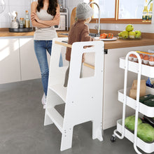 Load image into Gallery viewer, Standing Tower, Child Kitchen Step Stool Toddler, Montessori Stool Adjustable Height - White