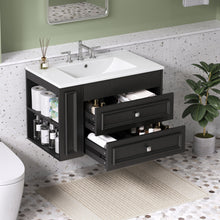 Load image into Gallery viewer, Wall Mounted Bathroom Vanity With 2 Drawers, Sink, Floating Storage Unit
