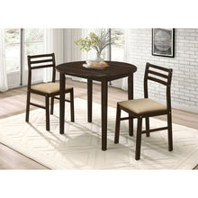 Load image into Gallery viewer, 3 Piece Dining Set With Drop Leaf Table And Upholstered Chairs