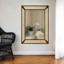 Load image into Gallery viewer, 30" Metal And Bone Inlay Framed Accent Mirror - Brown / Natural