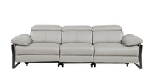 Load image into Gallery viewer, Top Grain Leather Reclining Metal USB Sofa (720325) - Light Gray