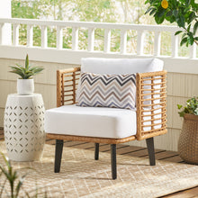 Load image into Gallery viewer, Outdoor Wicker Club Chair With Water Resistant Cushion - Brown