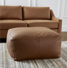 Load image into Gallery viewer, 22" Genuine Leather Pouf Ottoman - Brown