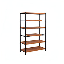 Load image into Gallery viewer, Six Tier Etagere Bookcase - Oak / Black