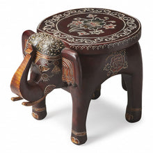 Load image into Gallery viewer, Hand Painted Floral 3D Elephant End Table - Warm Brown