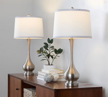 Load image into Gallery viewer, Cairo - Contemporary Table Lamp (Set of 2) - Nickel / White / Silver Trim