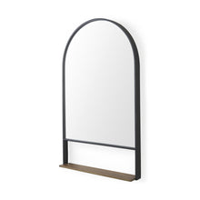 Load image into Gallery viewer, 40" Metal Arch Framed Accent Mirror With Shelf - Black