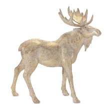 Load image into Gallery viewer, Poly Moose Christmas Figurine (Set of 2) - Gold / Beige