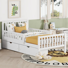 Load image into Gallery viewer, Platform Bed With Guardrails On Both Sides And 2 Storage Drawers