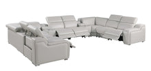 Load image into Gallery viewer, Italian Leather Power Reclining U-Shaped Ten Piece Corner Sectional With Console - Light Gray