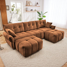 Load image into Gallery viewer, Sofa Set With Ottoman And Pillows, Textured, High Resilience Cushions