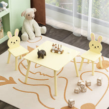 Load image into Gallery viewer, Table And Chair Set With 2 Bunny Chairs, Children's Activity Table For Toddlers, Cute Animal Design - Yellow