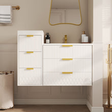 Load image into Gallery viewer, Wall Mounted Floating Cabinet With Side Cabinet Combo, Rectangular Ceramic Sink Vanity