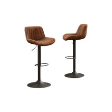 Load image into Gallery viewer, Faux Leather And Steel Swivel Low Back Adjustable Height Bar Chairs With Footrest 42" (Set of 2) - Brown And Black