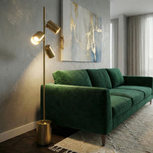Load image into Gallery viewer, Harmony - Floor Lamp With Rotary Switch Triple Spots Block Base - Gold