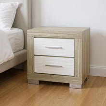 Load image into Gallery viewer, 23" Wood Square Two Drawer Nightstand - Natural And White