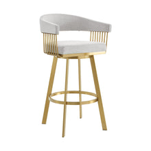 Load image into Gallery viewer, 26" Fabric And Stainless Steel Low Back Counter Height Swivel Bar Chair - Silver / Gold