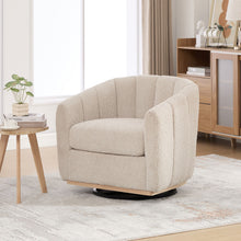 Load image into Gallery viewer, Swivel Upholstered Barrel Chair With Metal Base