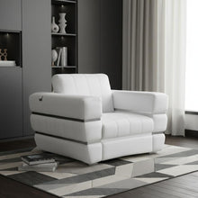 Load image into Gallery viewer, Stripe Top Grade Italian Leather Chair - Winter White