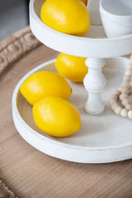Load image into Gallery viewer, Two Tiered Round Wooden Tray - White