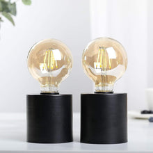 Load image into Gallery viewer, 7" Metal Lantern Bedside Lamp LED With Clear Novelty Shade (Set of 2) - Black