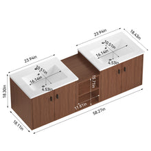 Load image into Gallery viewer, Soft Close Doors Bathroom Vanity With Small Storage Shelves, 24" And 12" Combination Cabinet - Reddish Brown