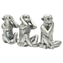 Load image into Gallery viewer, Monkey Tabletop Sculpture (Set of 3) - Silver