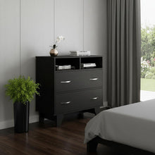 Load image into Gallery viewer, Wood Two Drawer Dresser - Black