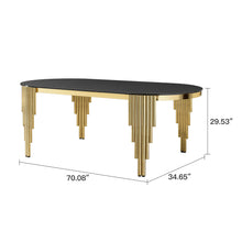 Load image into Gallery viewer, Oval Dining Table With Glass Top And Stainless Steel Base
