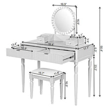 Load image into Gallery viewer, Luxury Vanity Desk With Round Mirror Height Adjustable Dressing Table Set Engineered Wood - Silver