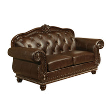 Load image into Gallery viewer, Faux Leather Nailhead Love Seat - Espresso / Black