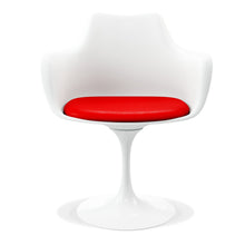 Load image into Gallery viewer, Upholstered Faux Leather Dining Arm Chair - Red / White