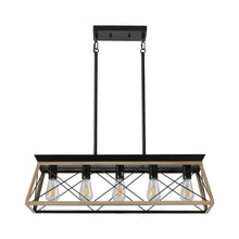 Load image into Gallery viewer, Five Light Metal Chandelier With Shades - Oak