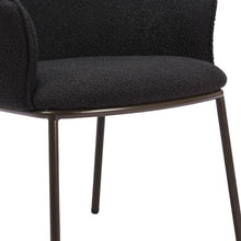 Load image into Gallery viewer, Upholstered Faux Fur Dining Arm Chair - Black / Bronze