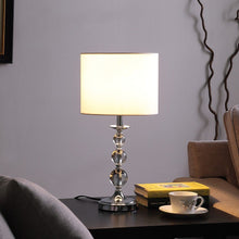 Load image into Gallery viewer, Bedside Table Lamp With White Drum Shade - Silver