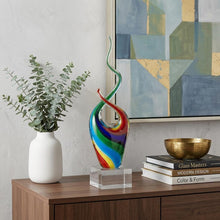 Load image into Gallery viewer, Murano Modern Abstract Tabletop Sculpture (376076) - Clear / Red / Blue