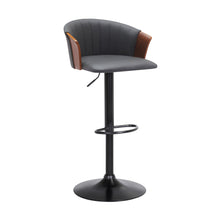 Load image into Gallery viewer, Faux Leather With Metal Swivel Adjustable Height Bar Chair - Dark Gray, Brown And Black