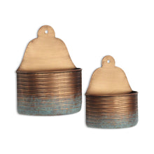 Load image into Gallery viewer, Striped Wall Planters (Set of 2) - Copper / Teal
