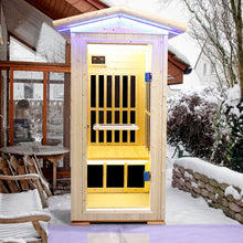 Load image into Gallery viewer, Single Person Spruce Far Infrared Sauna With Ambient Lighting And Bluetooth Music - Natural