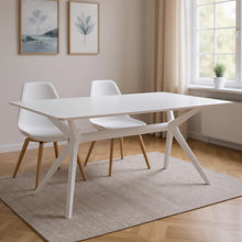 Load image into Gallery viewer, 47" Wood And Heavy Duty Plastic Trestle Base Dining Table - White