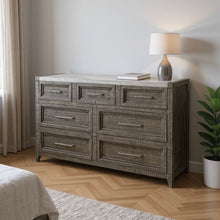 Load image into Gallery viewer, Solid Wood Seven Drawer Triple Dresser - Gray